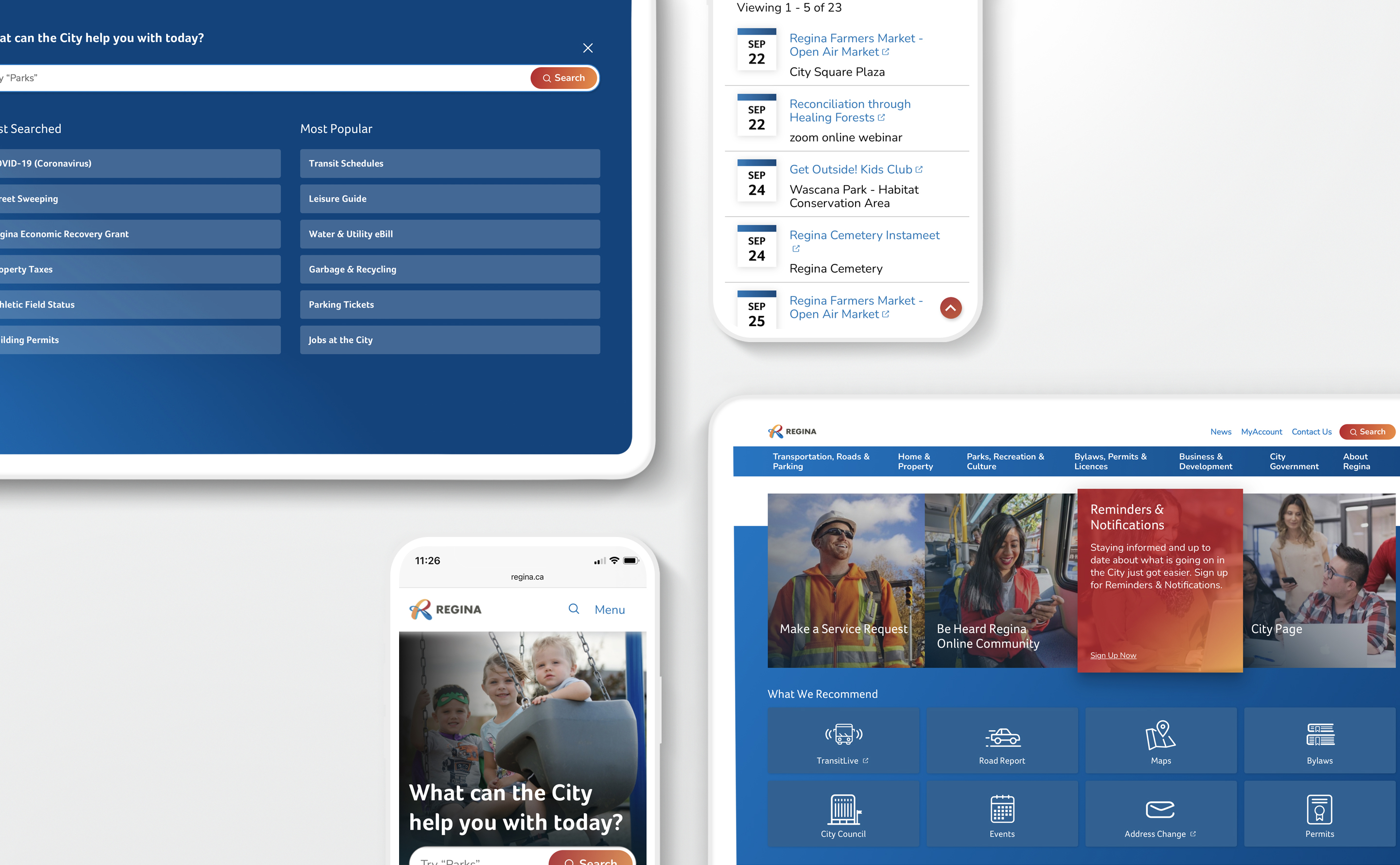 City of Regina Website Screenshots