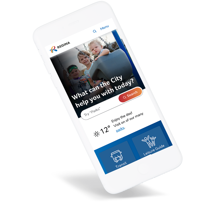 City of Regina website on mobile phone