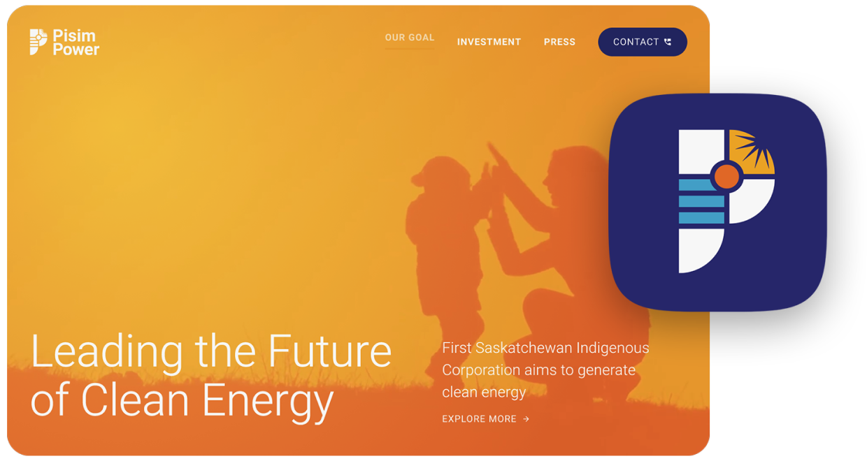 Pisim Power Landing Page and Logo