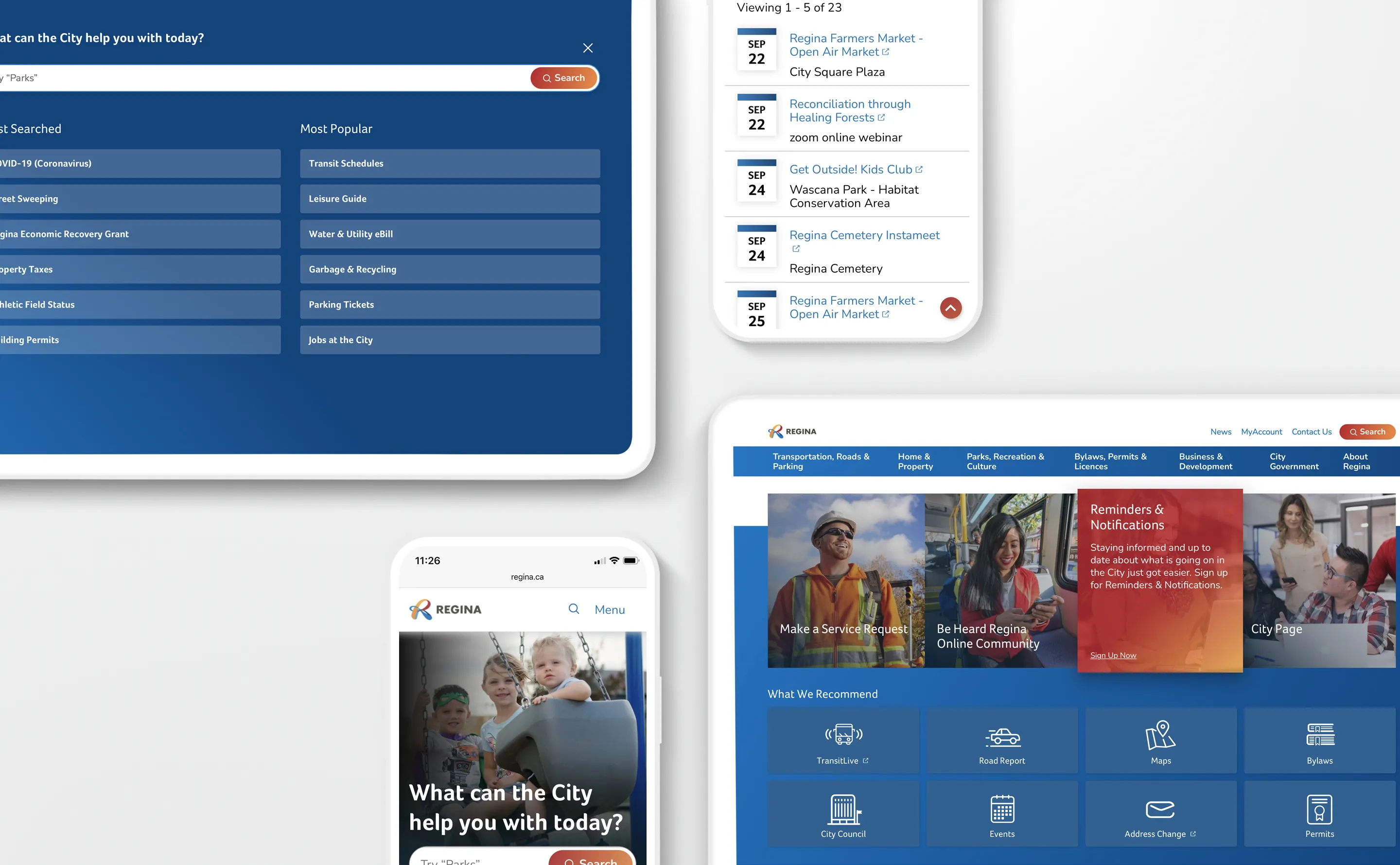 City of Regina Website Screenshots
