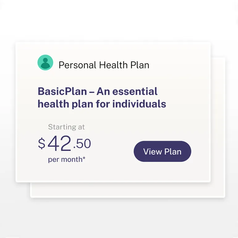 Personal health plan card from GMS website