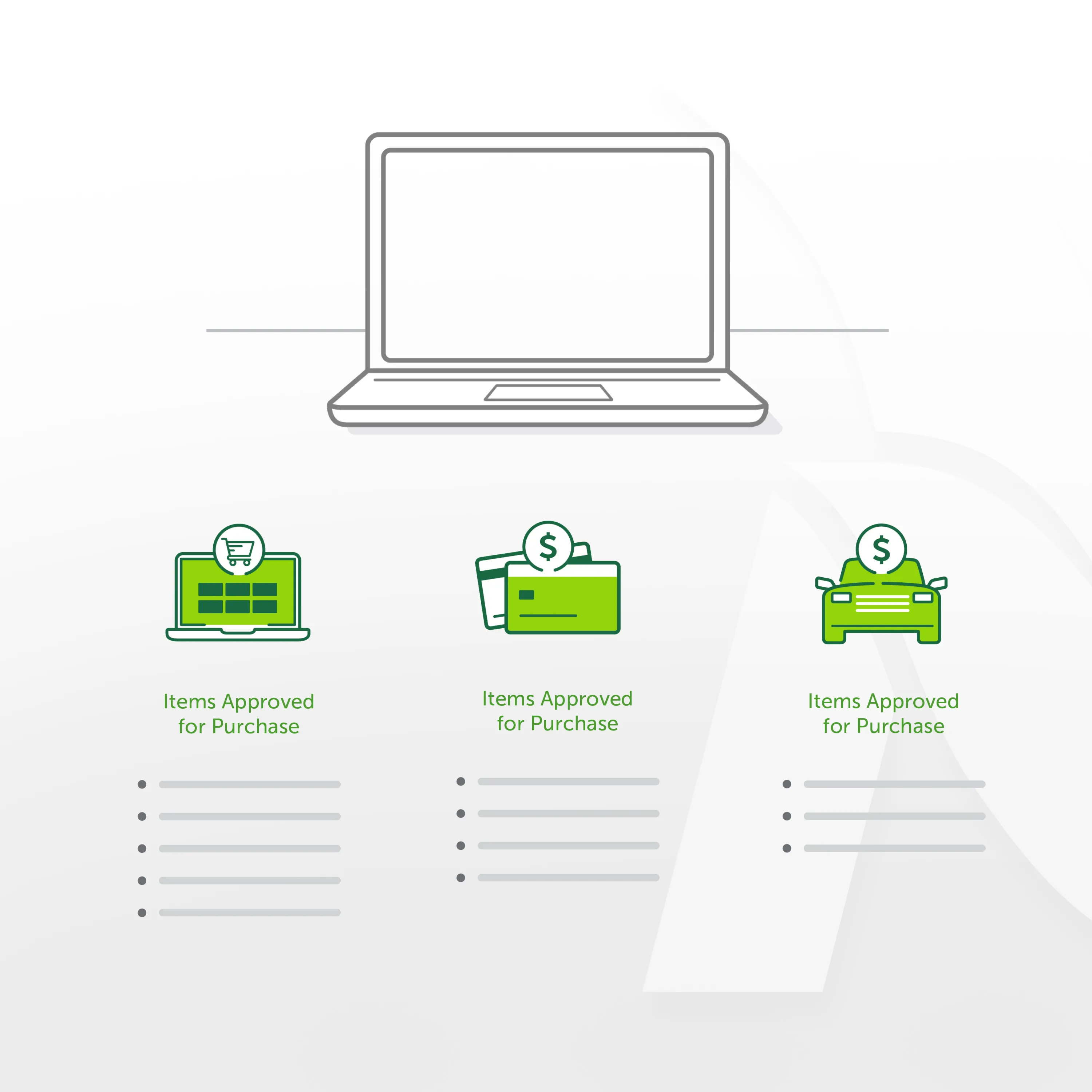Grid of procurement category icons including supplier network payment and compliance