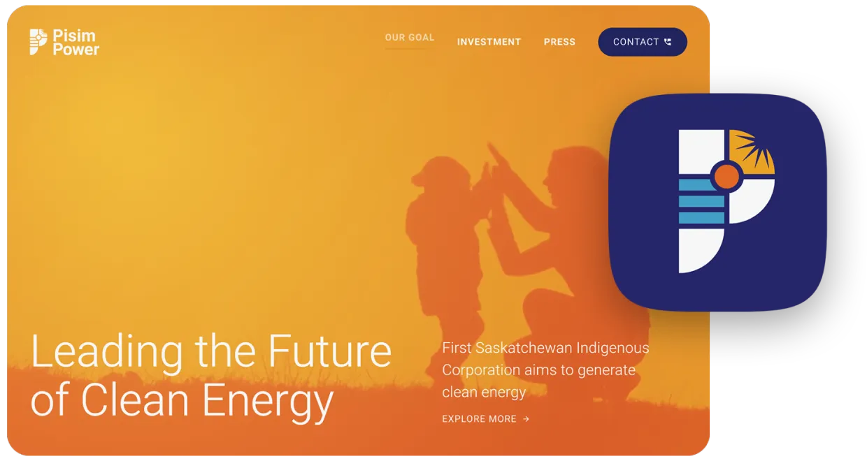 Pisim Power Landing Page and Logo