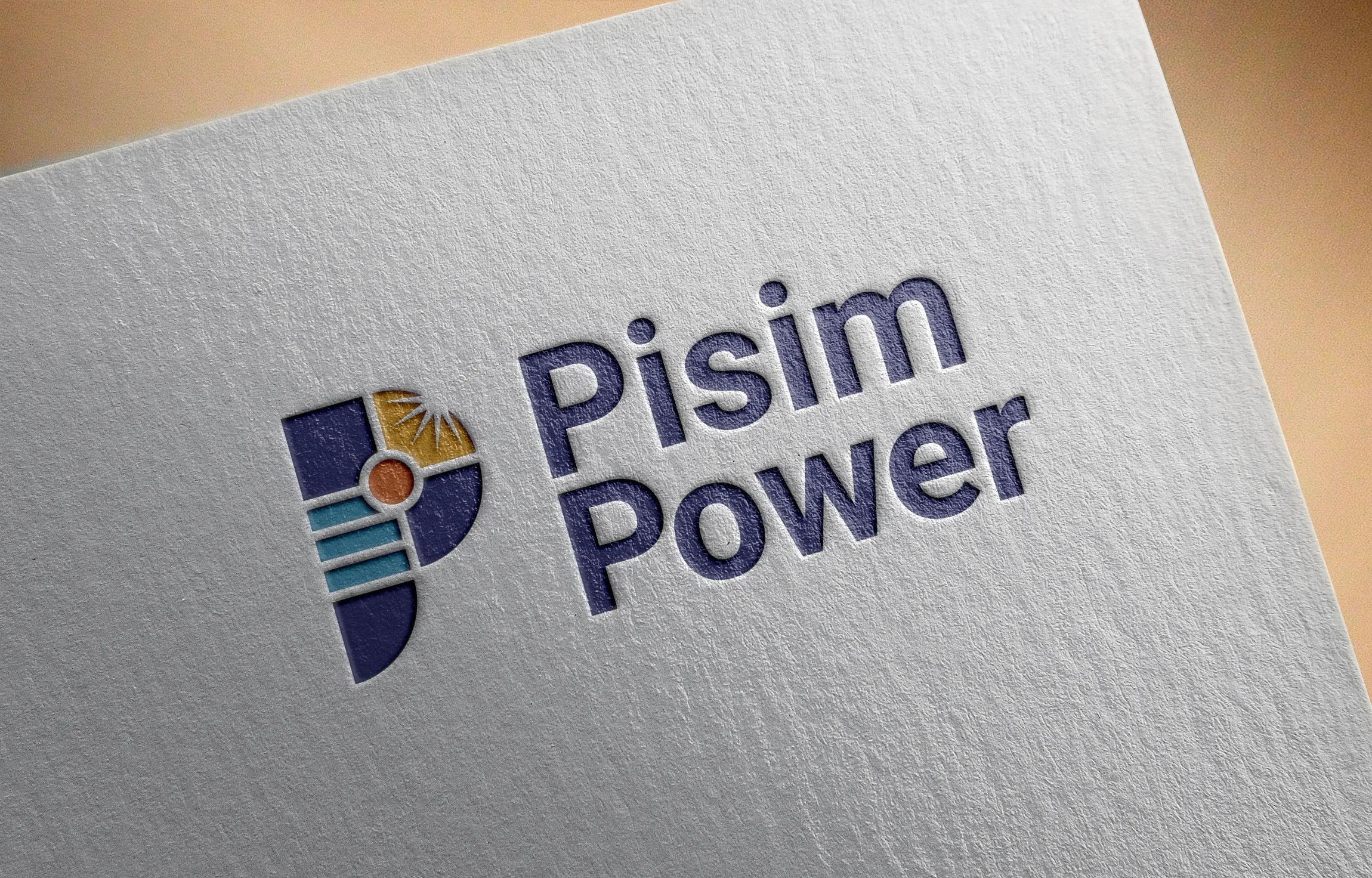 Page with colored Pisim Power logo pressed in