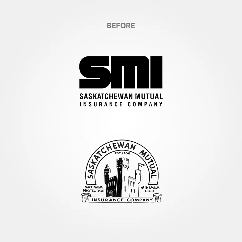 Before logos for Saskatchewan Mutual Insurance Company (SMI)