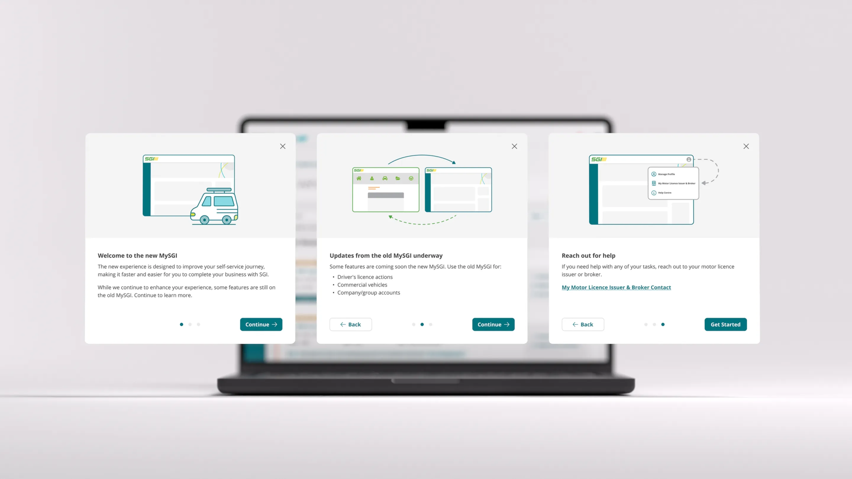 SGI administrator dashboard on a laptop