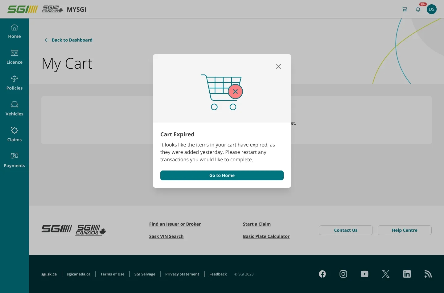 SGI mobile app screen