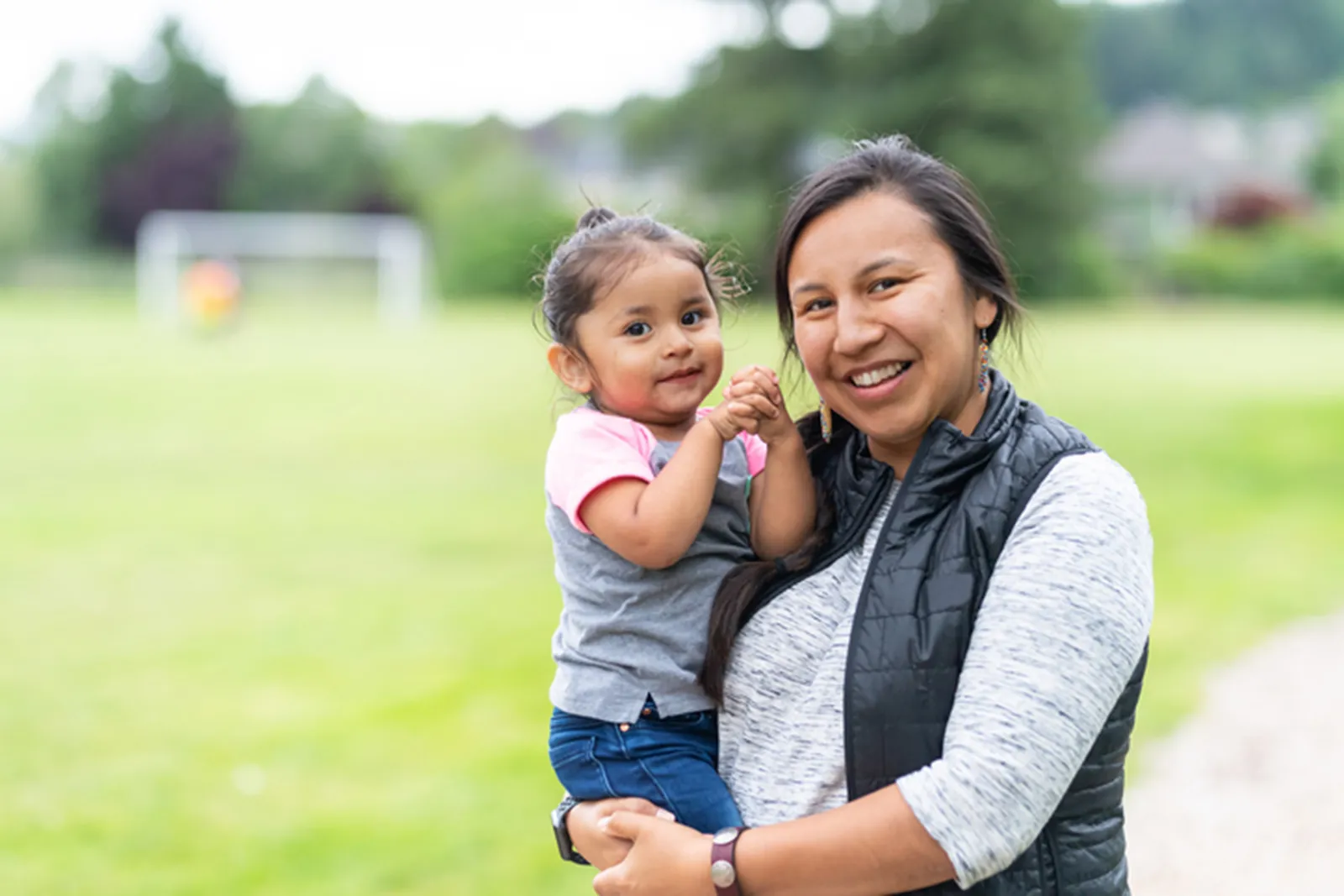 Woman holding child